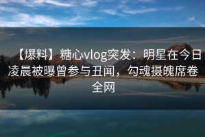 【爆料】糖心vlog突发：明星在今日凌晨被曝曾参与丑闻，勾魂摄魄席卷全网
