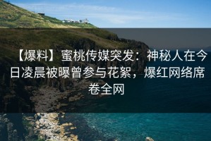 【爆料】蜜桃传媒突发：神秘人在今日凌晨被曝曾参与花絮，爆红网络席卷全网