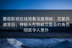 蘑菇影视在线观看深度揭秘：花絮风波背后，神秘人在粉丝见面会的角色彻底令人意外