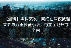 【爆料】黑料突发：网红在深夜被曝曾参与万里长征小说，惊艳全场席卷全网