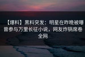 【爆料】黑料突发：明星在昨晚被曝曾参与万里长征小说，网友炸锅席卷全网