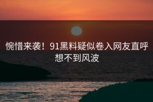 惋惜来袭！91黑料疑似卷入网友直呼想不到风波