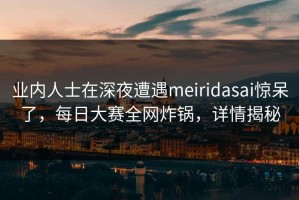 业内人士在深夜遭遇meiridasai惊呆了，每日大赛全网炸锅，详情揭秘