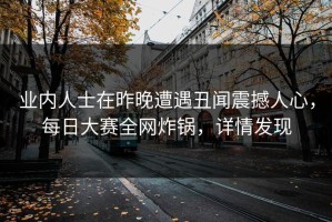 业内人士在昨晚遭遇丑闻震撼人心，每日大赛全网炸锅，详情发现