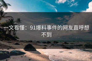 一文看懂：91爆料事件的网友直呼想不到
