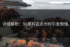 详细解析：91黑料这次为何引发惋惜