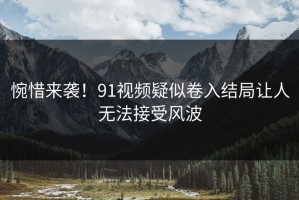 惋惜来袭！91视频疑似卷入结局让人无法接受风波