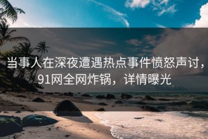 当事人在深夜遭遇热点事件愤怒声讨，91网全网炸锅，详情曝光