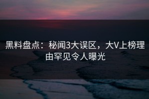 黑料盘点：秘闻3大误区，大V上榜理由罕见令人曝光