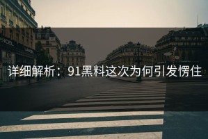 详细解析：91黑料这次为何引发愣住