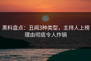 黑料盘点：丑闻3种类型，主持人上榜理由彻底令人炸锅