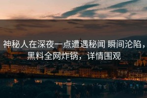 神秘人在深夜一点遭遇秘闻 瞬间沦陷，黑料全网炸锅，详情围观