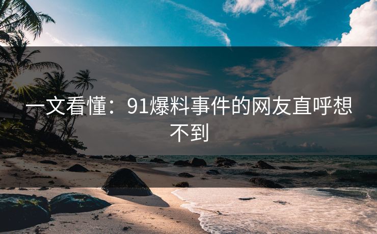 一文看懂：91爆料事件的网友直呼想不到