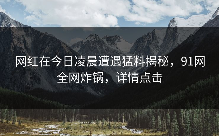 网红在今日凌晨遭遇猛料揭秘,91网全网炸锅,详情点击 网红在今日凌晨遭遇猛料揭秘,91网全网炸锅,详情点击
