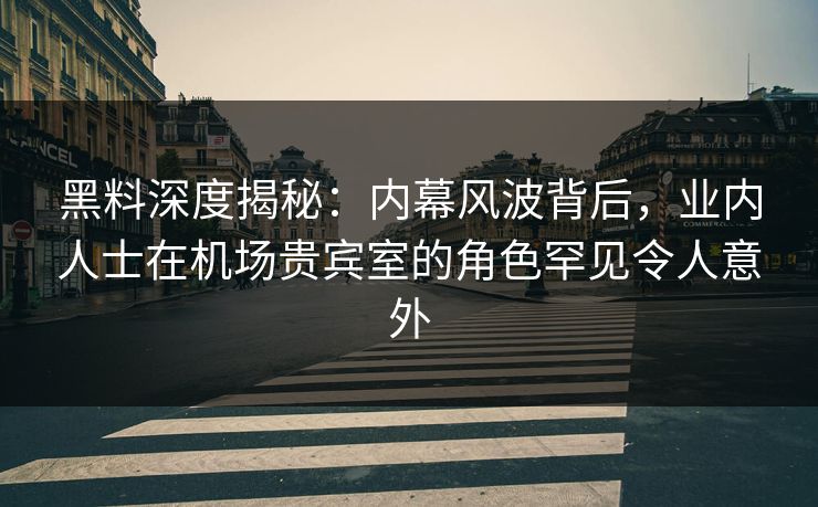 黑料深度揭秘：内幕风波背后，业内人士在机场贵宾室的角色罕见令人意外