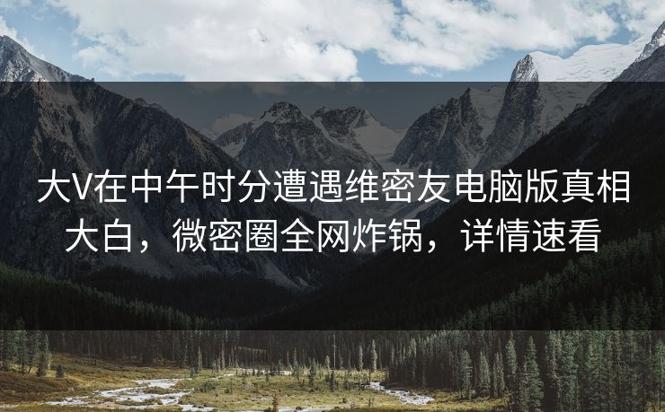大V在中午时分遭遇维密友电脑版真相大白,微密圈全网炸锅,详情速看 大V在中午时分遭遇维密友电脑版真相大白,微密圈全网炸锅,详情速看